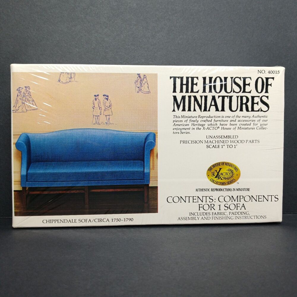 The House of Miniatures 40015 Chippendale Sofa Kit 1:12 Scale Vintage X-ACTO New